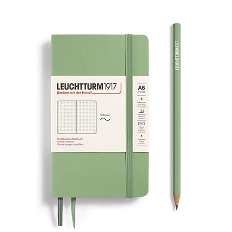 Notebook Pocket A Softcover Numbered Pages Sage Dotted