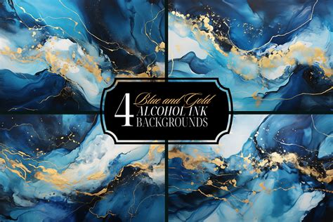 Blue Gold Marble Ink Background Bundle Graphic By Haylee Creative Fabrica