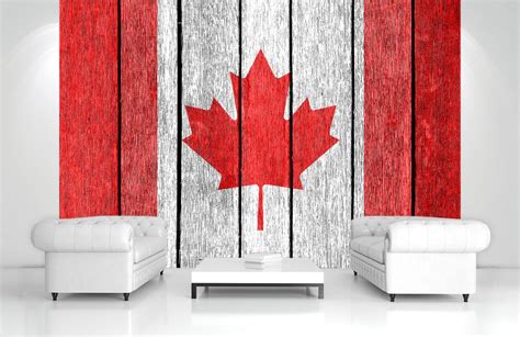 Canadian Flag Wall Mural Wall Decor Vintage Flag Wall Art Peel and ...