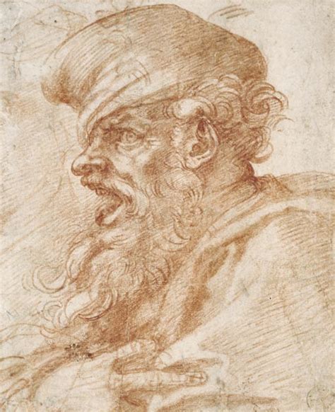 Head Of A Bearded Man Shouting Michelangelo Buonarroti En