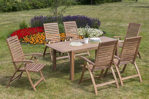 Merxx Gartenmöbel Set Amalfi 7 tlg Tisch 180 cm 6 Stapelsessel ab