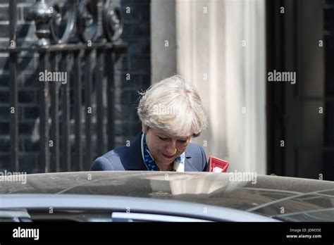 London Uk 21st June 2017 British Prime Minister Theresa May Leaves