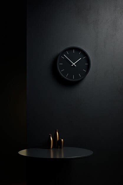 Premium AI Image | Black minimalist clock displaying midnight on a ...