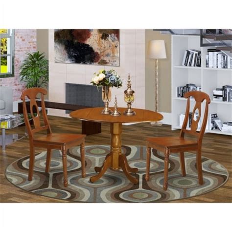 East West Furniture Dublin Piece Wood Dining Set With Single Pedestal