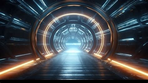 Teleport 3d Rendering Of A Futuristic Time Tunnel Concept With