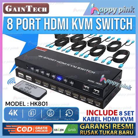 Jual 8 Port HDMI USB KVM Switch 8 Set Kabel KVM Gaintech Jakarta