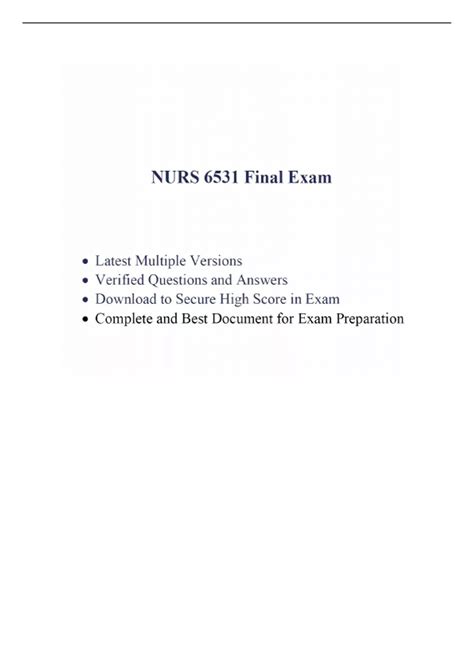 NURS 6531 Final Exam 2 Versions Latest NURS 6531 Midterm Exam 2