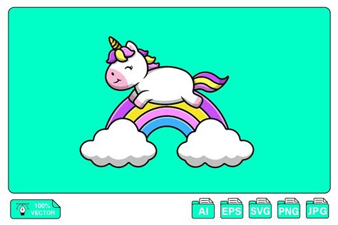 Cute Unicorn Rainbow Cartoon | Animal Illustrations ~ Creative Market