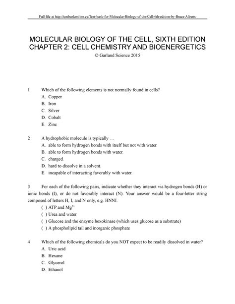 Molecular Biology Of The Cell Sixth Edit Molecular Biology Of The