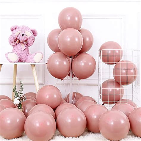 Kainsy Pcs Matte Dusty Pink Latex Balloons Inch Rose Pink Balloon