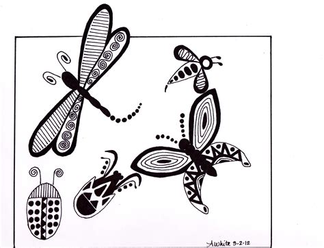 Dragonflies And Other Insects Doodle Art Zentangle Art Zen Art