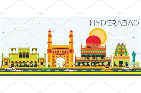 Abstract Hyderabad Skyline People Illustrations Creative Market