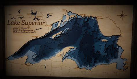 Lake Superior Depth/bathymetric Map/chart - Etsy