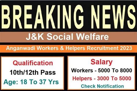 JK Social Welfare Anganwadi Workers Recruitment 2023 JK SWD Anganwadi