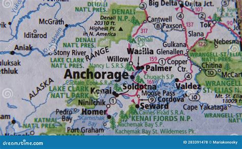 Map of Anchorage Alaska Area Stock Photo - Image of road, alaska: 283391478