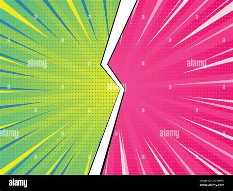 Green Vs Pink Pop Art Background Comic Style Retro Style Vector Graphic Illustration Stock