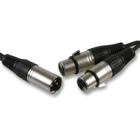 3 Pin Xlr Male To 2x Female Lead 6m Black Pulse