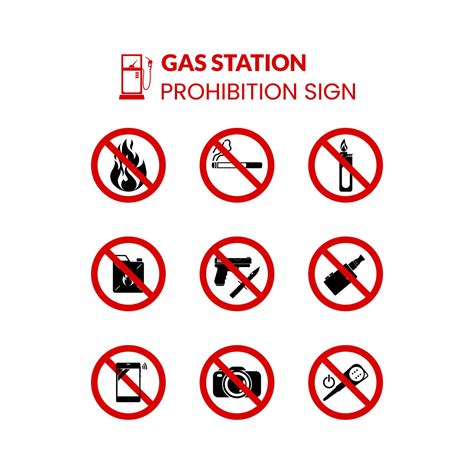 Gas Station Prohibition Sign And Symbol Graphic Design Vector