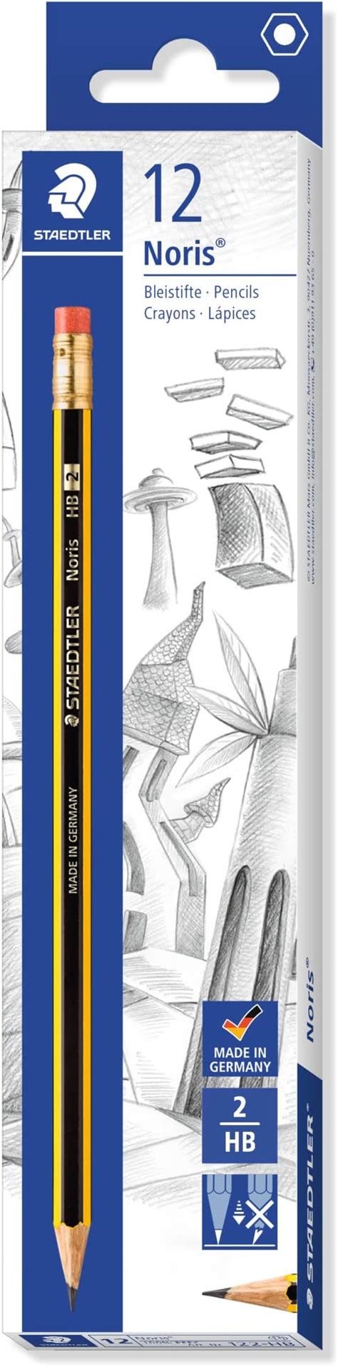 STAEDTLER 122 HB Noris Graphite Pencils With Eraser Tip HB Box Of 12