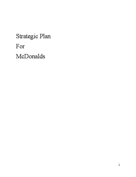 Doc Strategic Plan For Mcdonalds