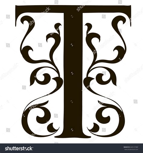 Capital Letter T Large Letter Illuminated Stock Vector (Royalty Free ...