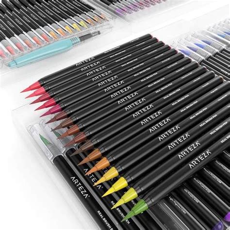 Real Brush Pens Set Of 96 Real Brush Pens Arteza Pen And Watercolor