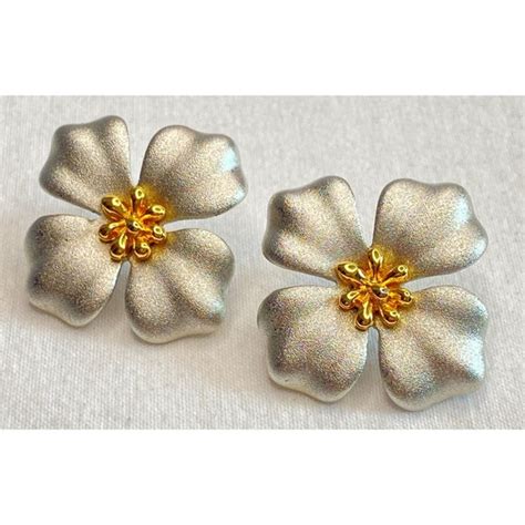 Daria Jewelry Daria Flower Stud Earrings Pierced Silver Tone Satin