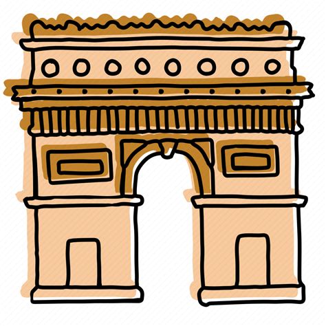 Arc De Triomphe Arch Buildings France Landmarks Paris Sketch Icon