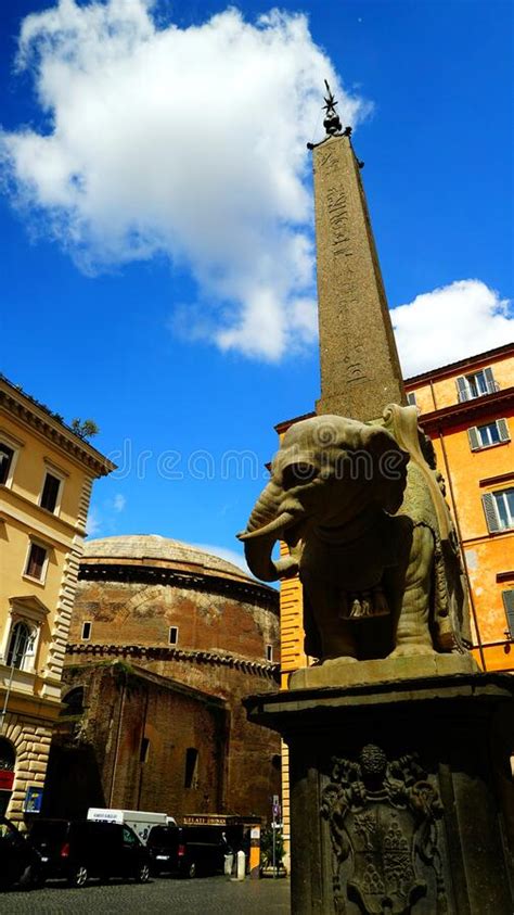 View Of The Marble Elephant With Obelisk In Piazza Della Minerva