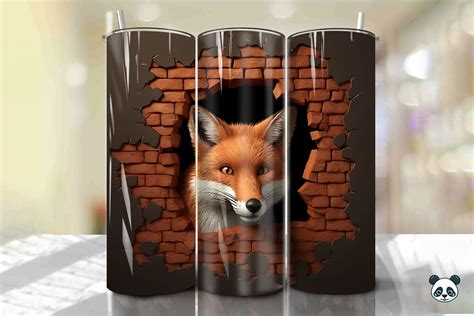 Fox 3D Cracked Hole Tumbler Wrap 3 Gráfico por Pandastic Creative Fabrica