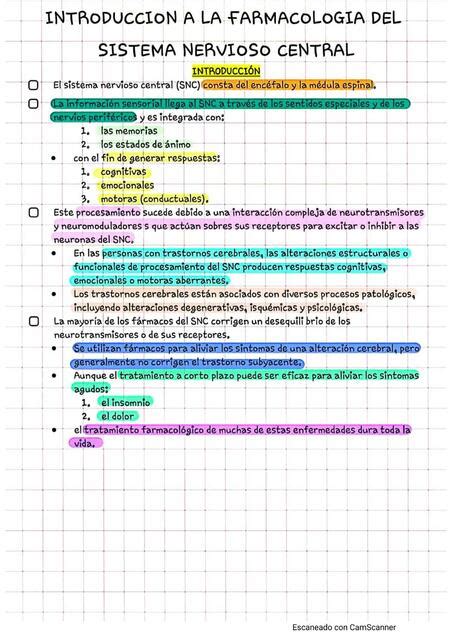 Introducción a la Farmacología del Sistema Nervioso Central Nuala uDocz