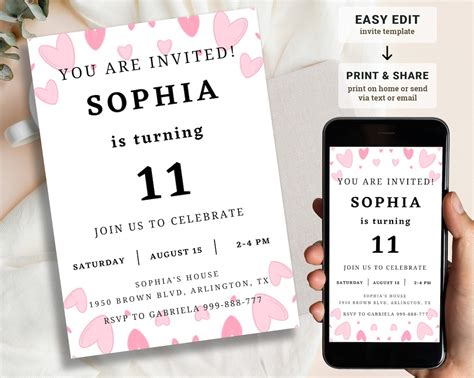 Simple Birthday Invitation Template White Minimalist Birthday - Etsy