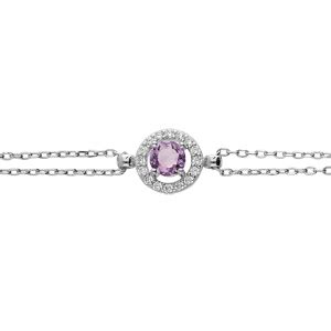 Bracelet En Argent Rhodi Double Cha Ne Avec Amethyste V Ritable Et