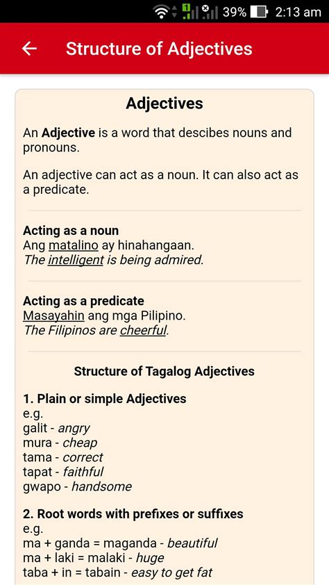 Tagalog Adjectives