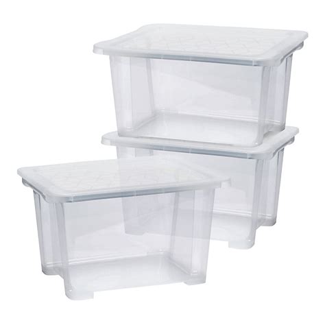 Form Kaze Clear 15l Small Plastic Stackable Storage Box And Lid Pack Of