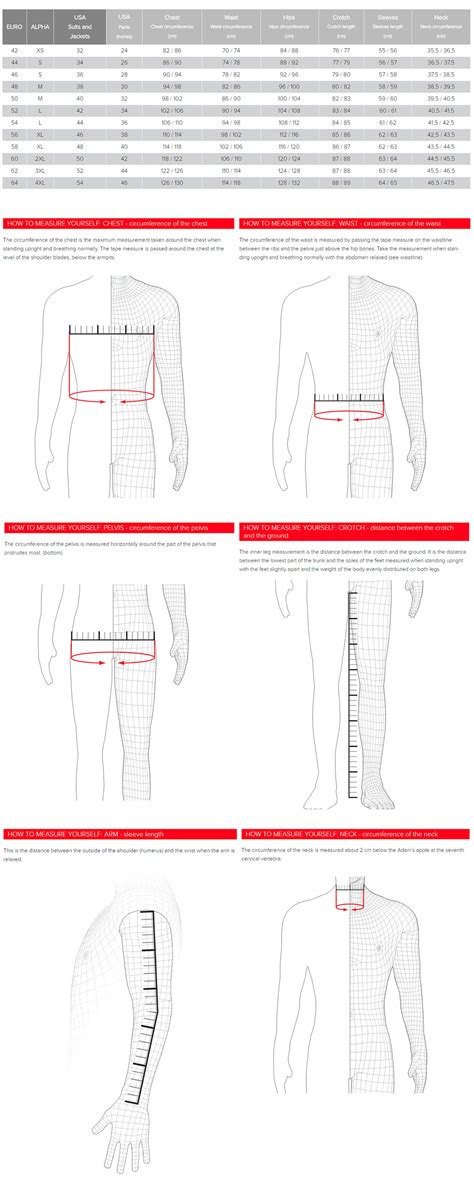 Size Chart Dainese Mens Apparel Fortnine Canada