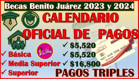 CALENDARIO OFICIAL DE PAGOS 2024 De Las BECAS BENITO JUÁREZ AQUÍ TODA