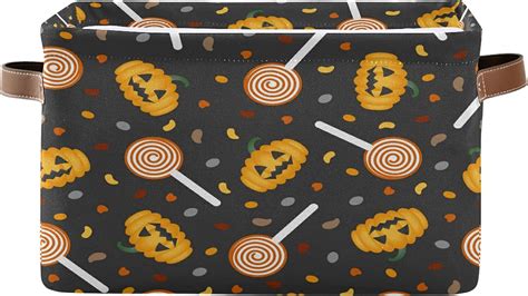 Wellsay Halloween Lollipops And Pumpkins Storage Bin For Toy Storage