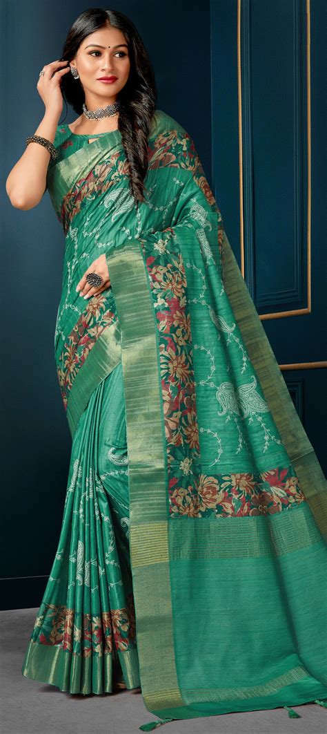 Traditional Wedding Green Color Silk Fabric Saree 1923294