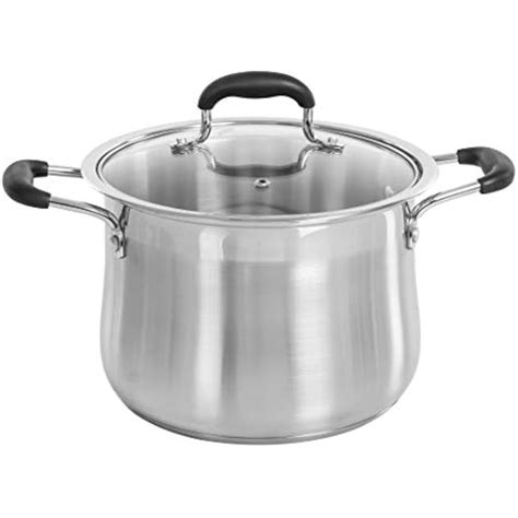 Stainless Steel Stock Pot With Glass Lid (Induction Compatible) ((7 QT ...