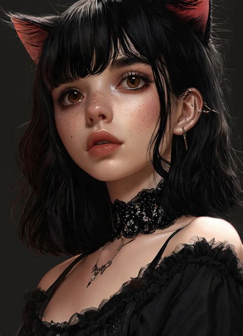 Lexica - Spanish, E-girl, Bangs, Black hair, Brown eyes, Beautiful eyes