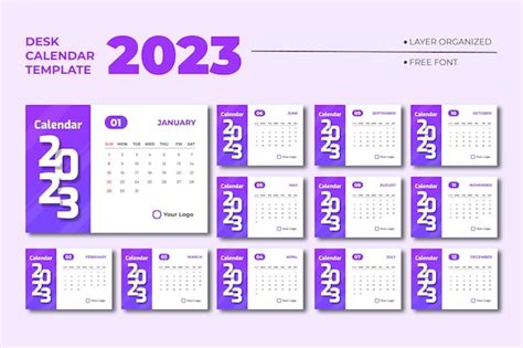 Modelo De Calendário De Mesa 2023 Vetor Premium