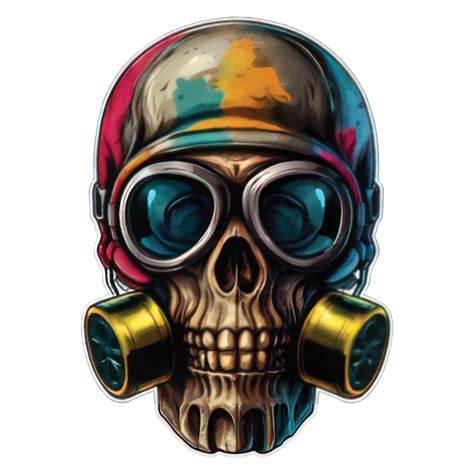 Detailed Skull Head Wearing A Gas Mask Illustration 44183170 Png