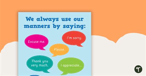 Classroom Manners Poster Teach Starter