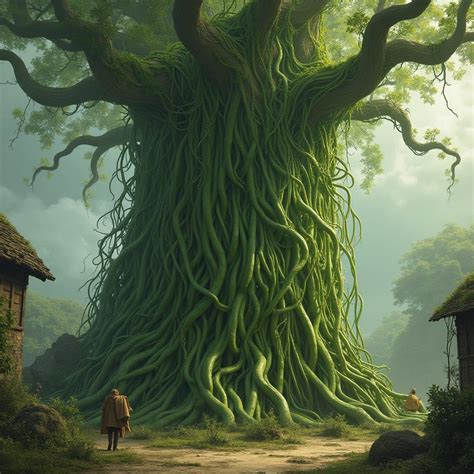 giant beanstalk blooms  verdant vines  enor ai art