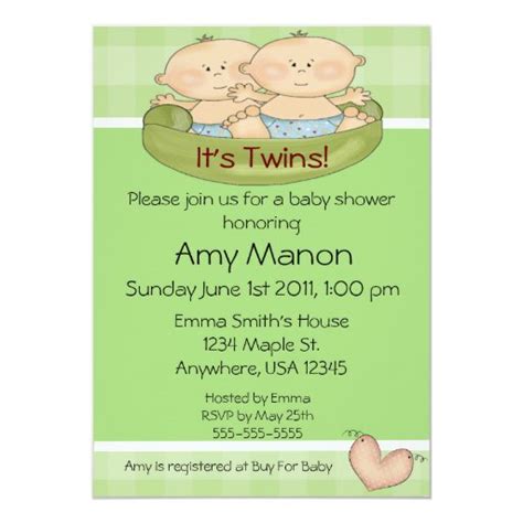 Twins baby shower card | Zazzle