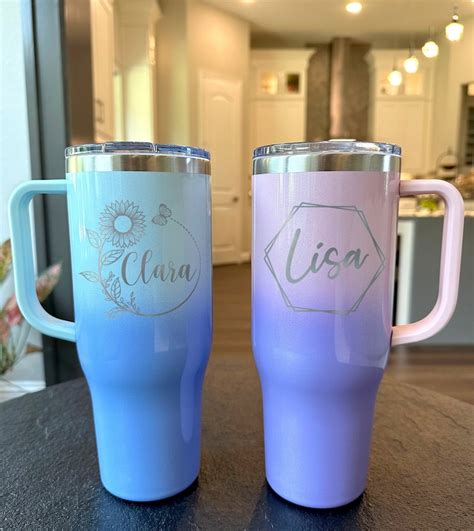 Custom Engraved Tumbler With Handle Stainless Steel Tumbler Etsy