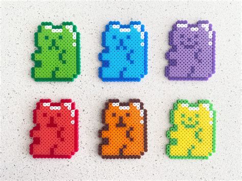 Gummy Bears Pixel Perler Beads Art Can Be Fridge Magnet Keychain