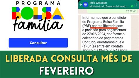 BOLSA FAMÍLIA MÊS DE FEVEREIRO LIBERADA CONSULTA NO WHATSAPP DO MDS