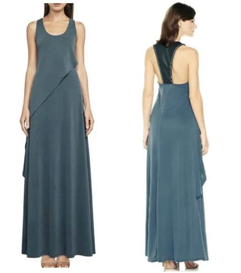 Nwt Bcbg Maxazria Womens Audra Fuax Leather Insert Ruffle Maxi Dress